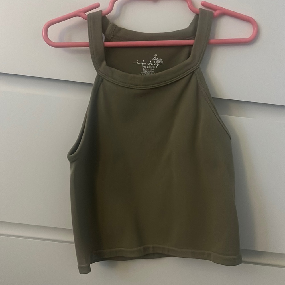 Free People movement cropped tank army green